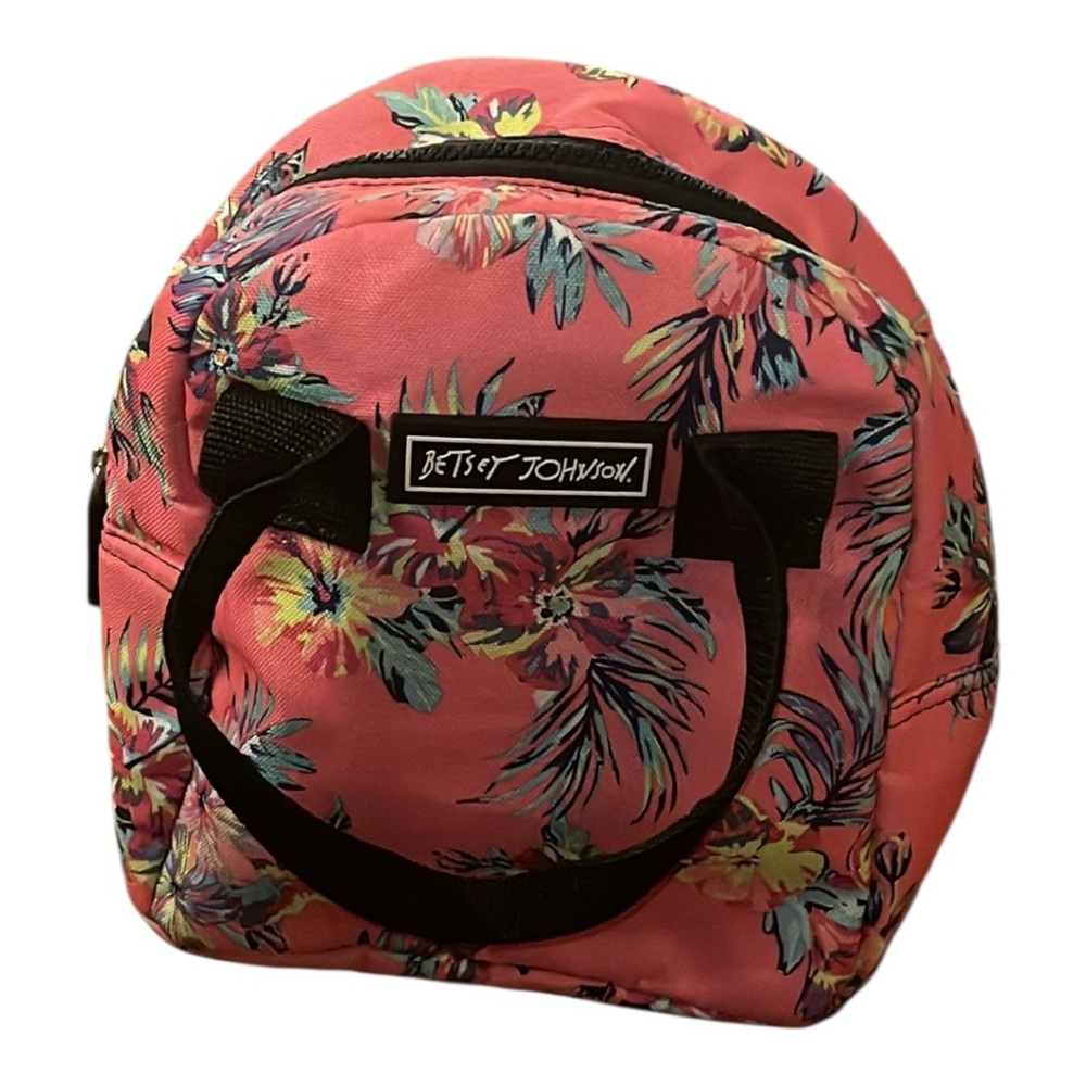 Betsey Johnson Floral Insulated Lunch Bag Coral Tropical Print Tote - Picture 5 of 9